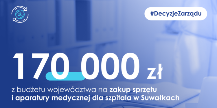 170 tys. zł z budżetu województwa na zakup sprzętu i aparatury medycznej dla szpitala w Suwałkach