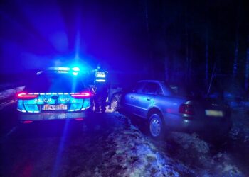 KIEROWCA Z PONAD PROMILEM UCIECZKĘ ZAKOŃCZYŁ W PRZYDROŻNYM ROWIE