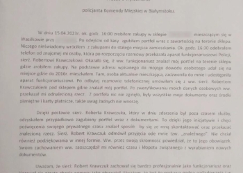 „… ZACHOWAŁ SIĘ BARDZO PROFESJONALNIE JAKO FUNKCJONARIUSZ ORAZ KIEROWAŁ SIĘ PROSTĄ CHĘCIĄ POMOCY…”