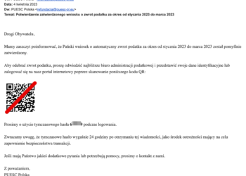 Ostrzegamy przed fałszywymi e-mailami o zwrocie podatku