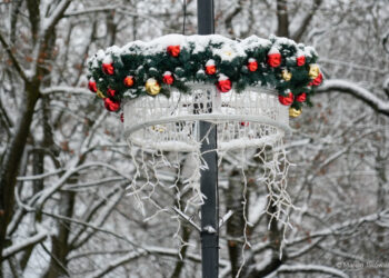 Białymstoku trwa montaż dekoracji świąteczno-noworocznych