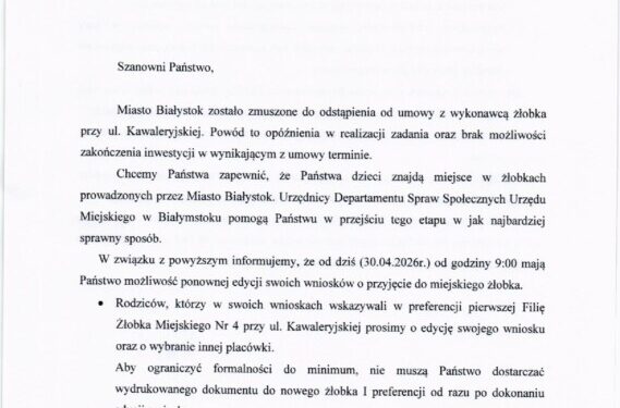 Zmiany w rekrutacji do żłobka przy ul. Kawaleryjskiej