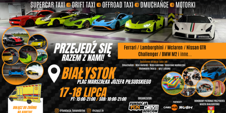 Ferrari, Lamborghini i McLaren w Białymstoku i Bielsku Podlaskim. Przejedziesz się i pomożesz dzieciom