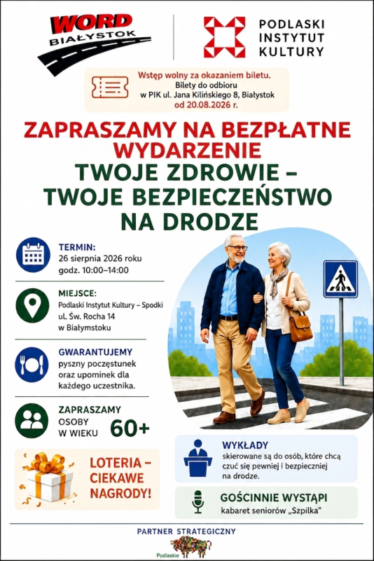 Seniorzy i bezpieczeństwo na drodze. Spotkanie 26 sierpnia w Spodkach