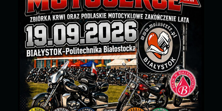Grafika akcji MOTOSERCE na kampusie Politechniki Białostockiej