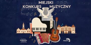 Grafika Miejskiego Konkursu Muzycznego z fortepianem, akordeonem i gitarą