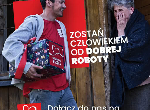Grafika akcji Szlachetna Paczka zachęcająca do wolontariatu