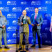 Konferencja prasowa w Polskim Radiu Białystok, przedstawiciele Biebrzańskiego Parku Narodowego i radia prezentują projekt słuchowiska