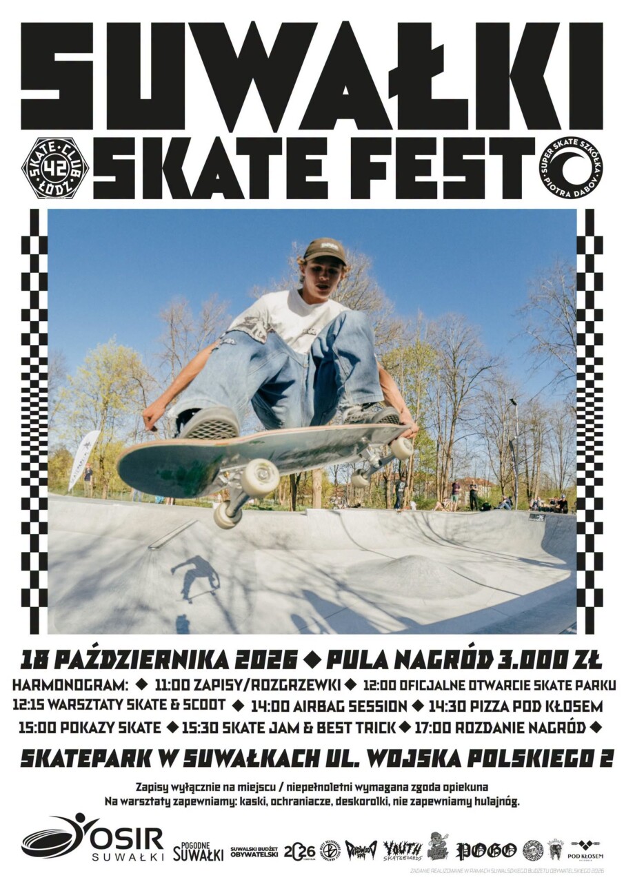 Skatepark nad Arkadi\u0105 w Suwa\u0142kach gotowy. Otwarcie 18 pa\u017adziernika