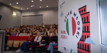 Aula Centrum Nowoczesnego Kształcenia Politechniki Białostockiej podczas Dnia Włoskiego